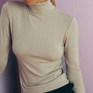 NWT ZARA MOCK NECK SHIRT BEIGE